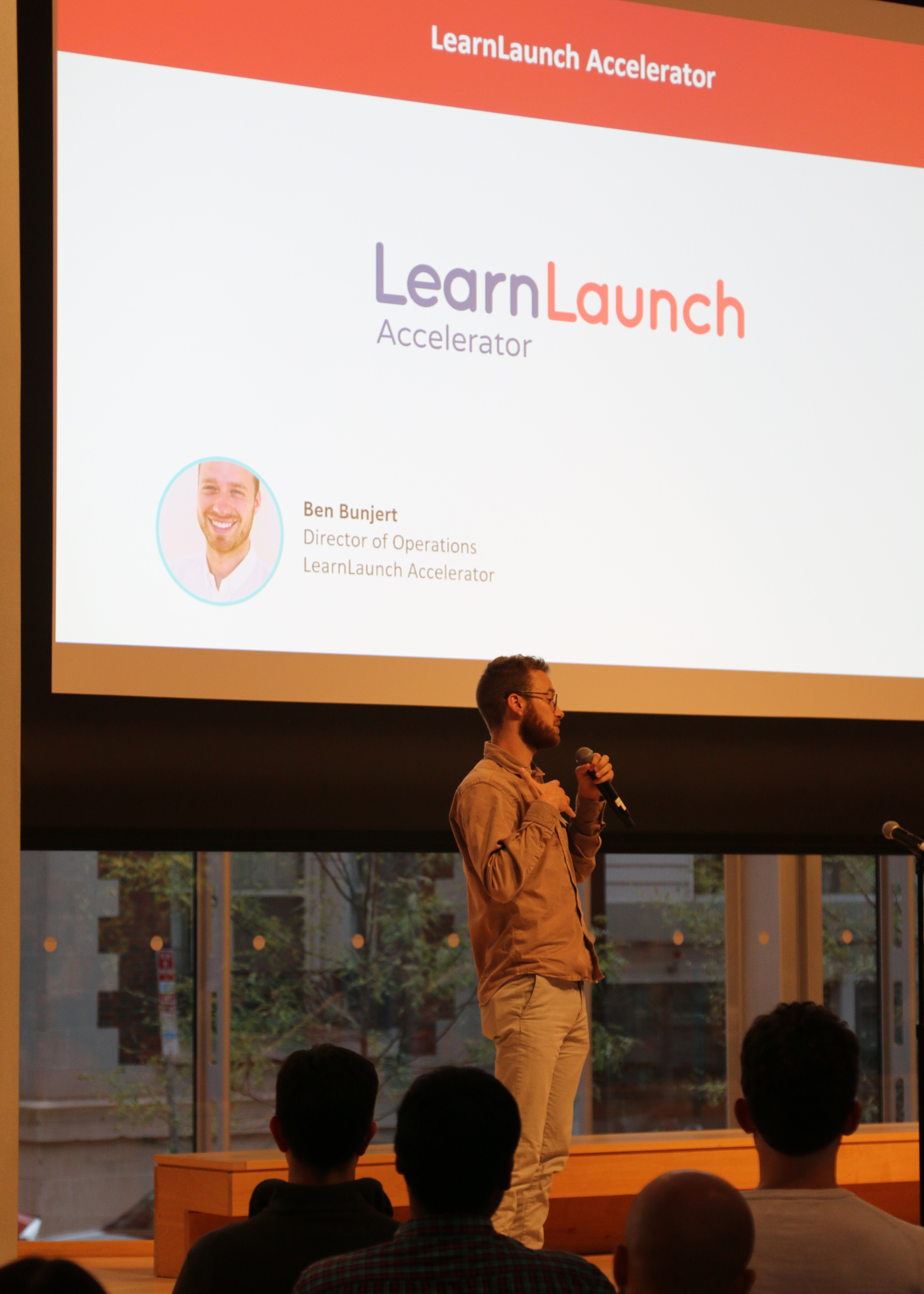Photo of LearnLaunch presenting about what they offer