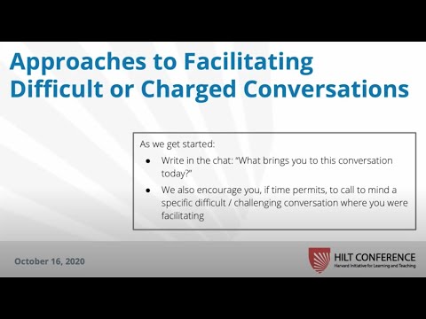 video for 2020 conference breakout session Approaches to facilitating difficult or charged conversations 