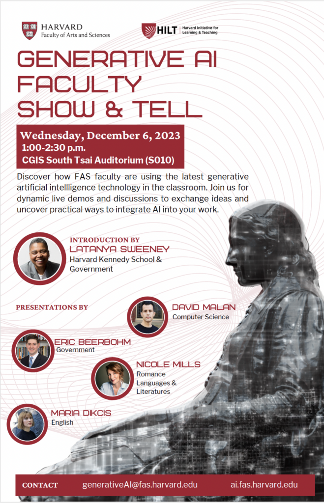 Event poster for Generative AI Faculty Show and Tell