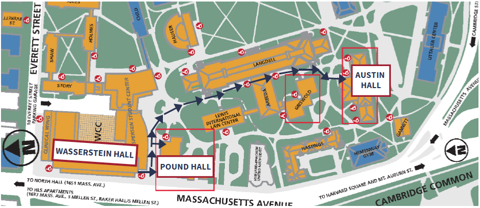 A map of the Harvard Law School campus
