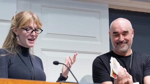 HILT Conference Speakers from left to right Madeleine Woods (FAS) and Marlon Kuzmick (FAS).