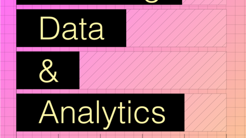 Learning data and analytics pink and orange gradient logo.