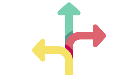 Colorful abstract arrows pointing in different directions.