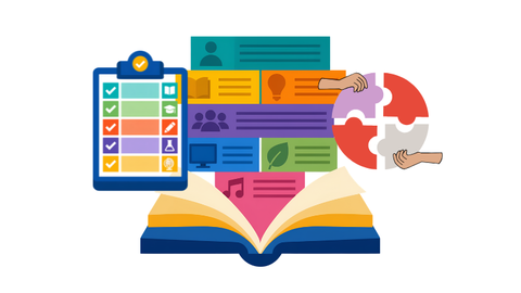 Colorful collage illustration of post event resources