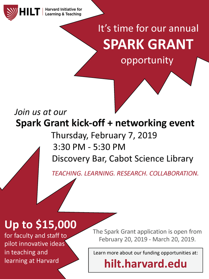 Spark Grant red and white flyer.