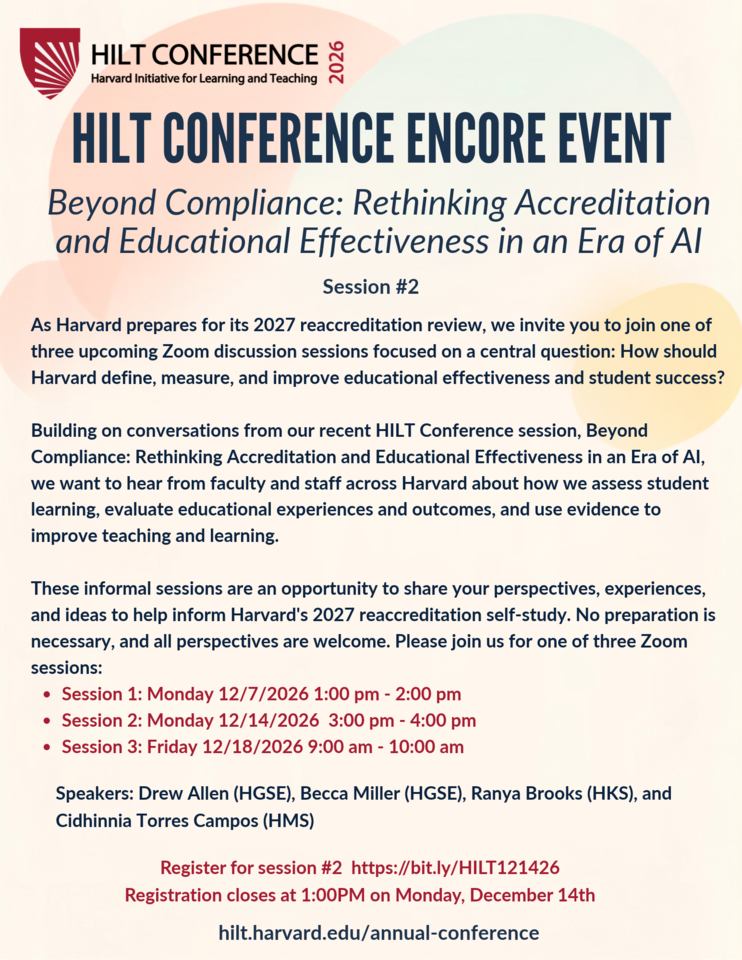 HILT Conference Encore Event flyer with colorful cloud illustrations and dark blue text