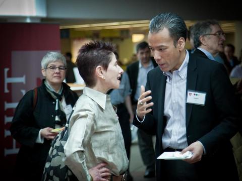 Two colleagues having a conversation