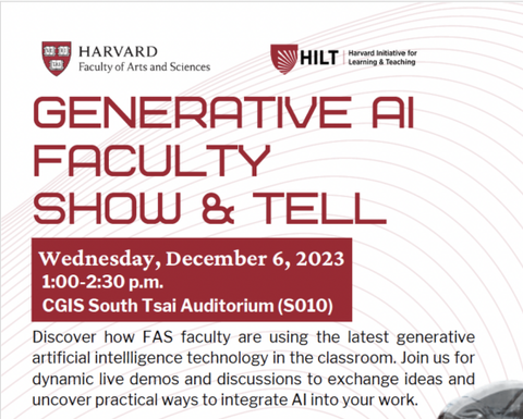 Event poster for Generative AI Faculty Show and Tell