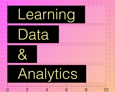 Learning data and analytics pink and orange gradient logo.