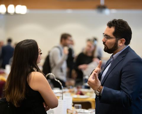 Two colleagues networking