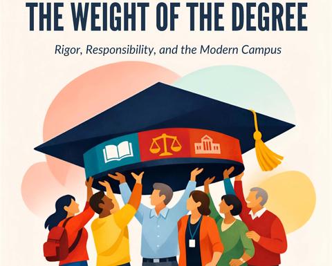 2026 HILT Conference poster with illustrations of a group of people holding up a graduation cap