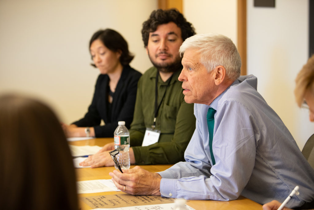 (Left to right) Kessely Hong, Joe Blitzstein, and Thomas DeLong speak to conference attendees about their experiences with peer observation as faculty