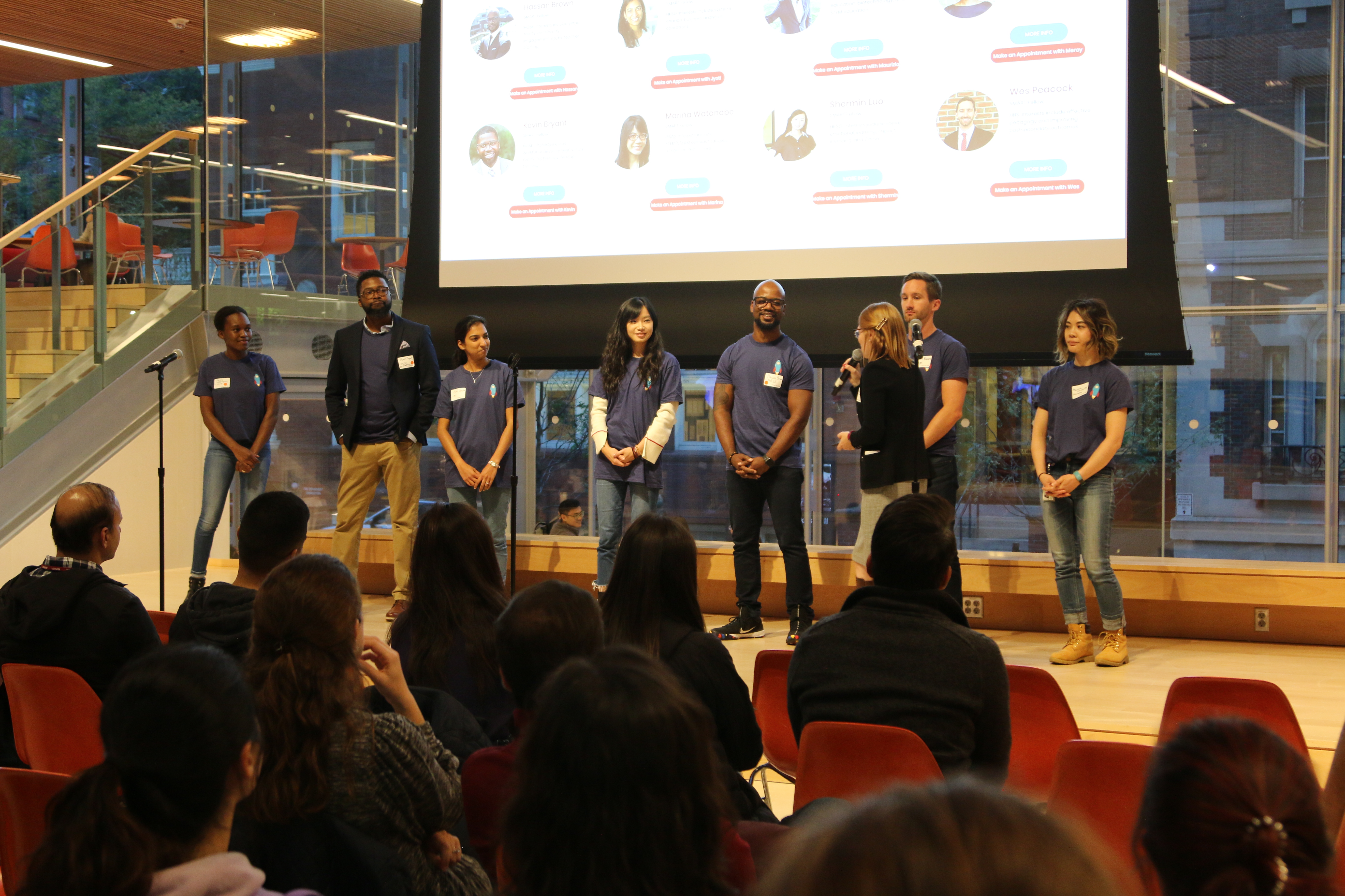 photo of the fellows introducing themselves on stage