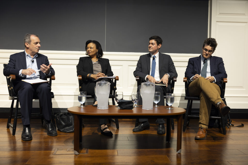 Afternoon Plenary: “Where Does Harvard Go From Here?” panelist from left to right John Manning, Tomiko Brown-Nagin, Eric Beerbohm, Erica Chenoweth