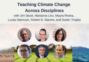 Teaching Climate Change Across Disciplines HILT event flyer with various speaker headshots